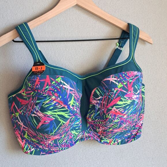 Panache Sport Women 38GG Bue Underwire High Impact Sports Bra  Fiesta Print - Picture 7 of 8